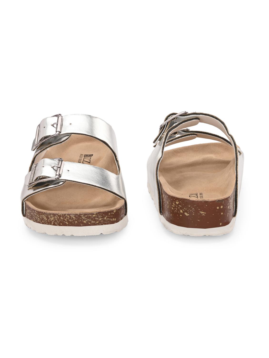 women silver slip on sandal - 22037855 - Standard Image - 3