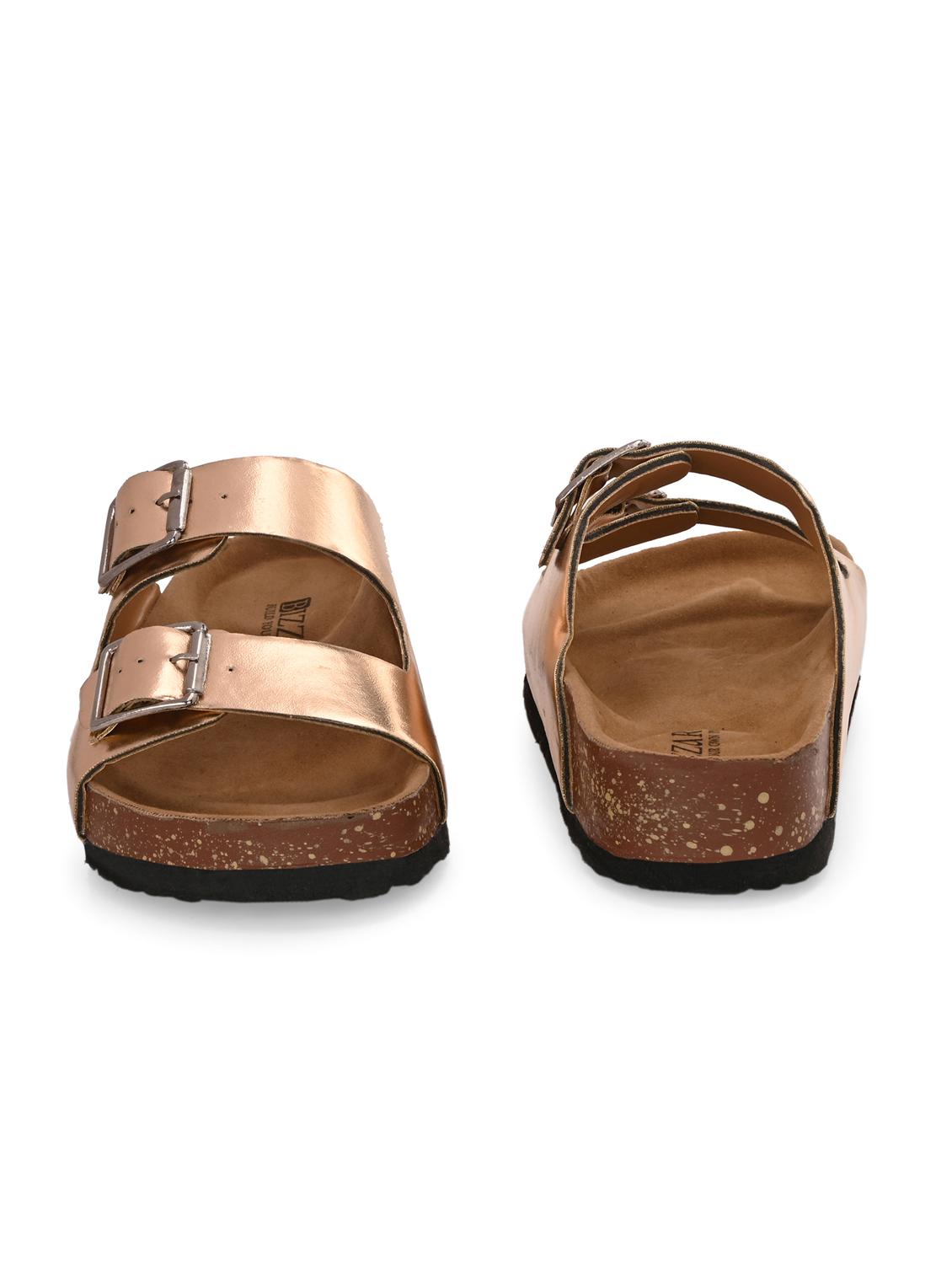 women golden slip on sandal - 22037856 - Standard Image - 3