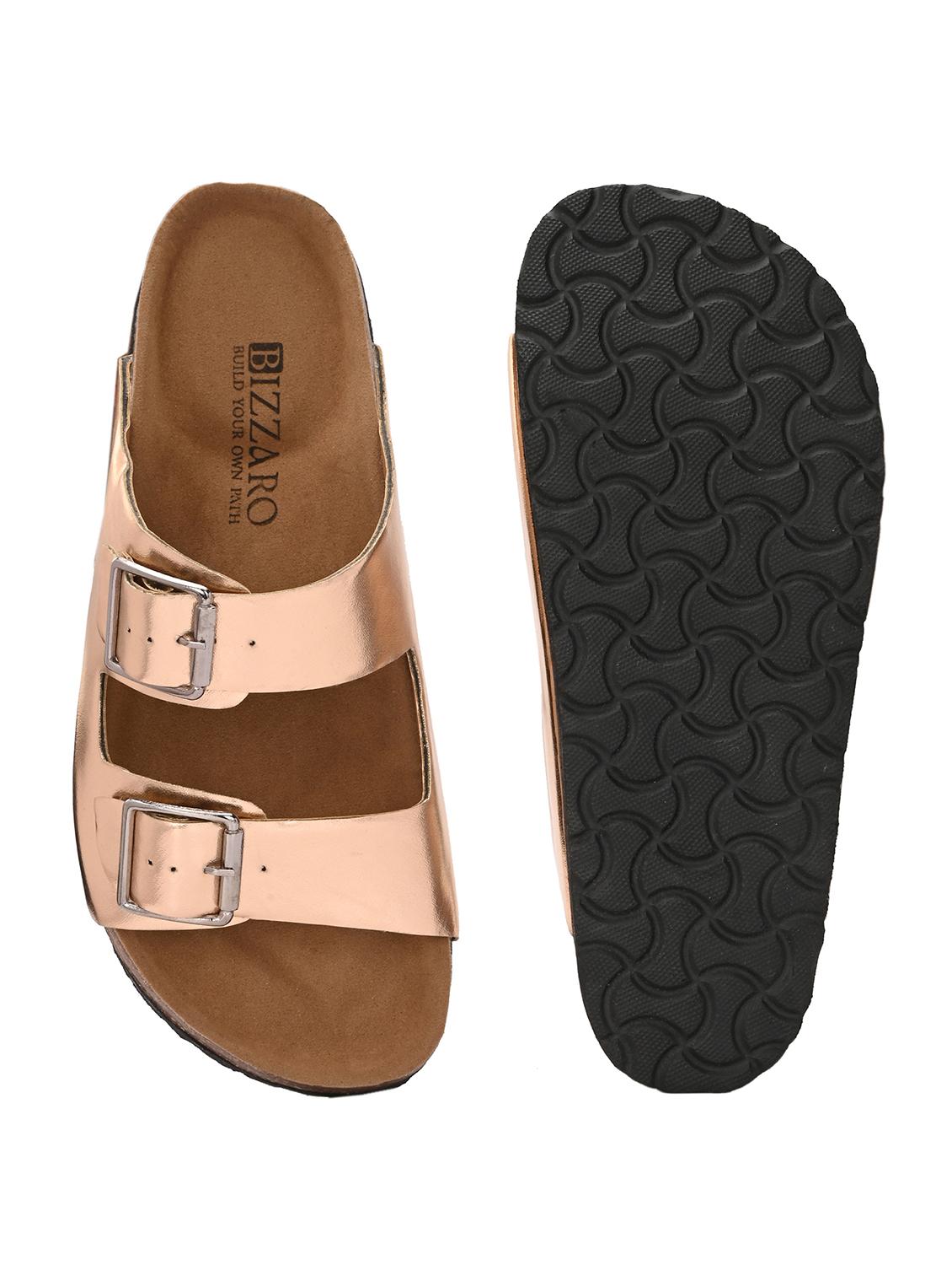 women golden slip on sandal - 22037856 - Standard Image - 5