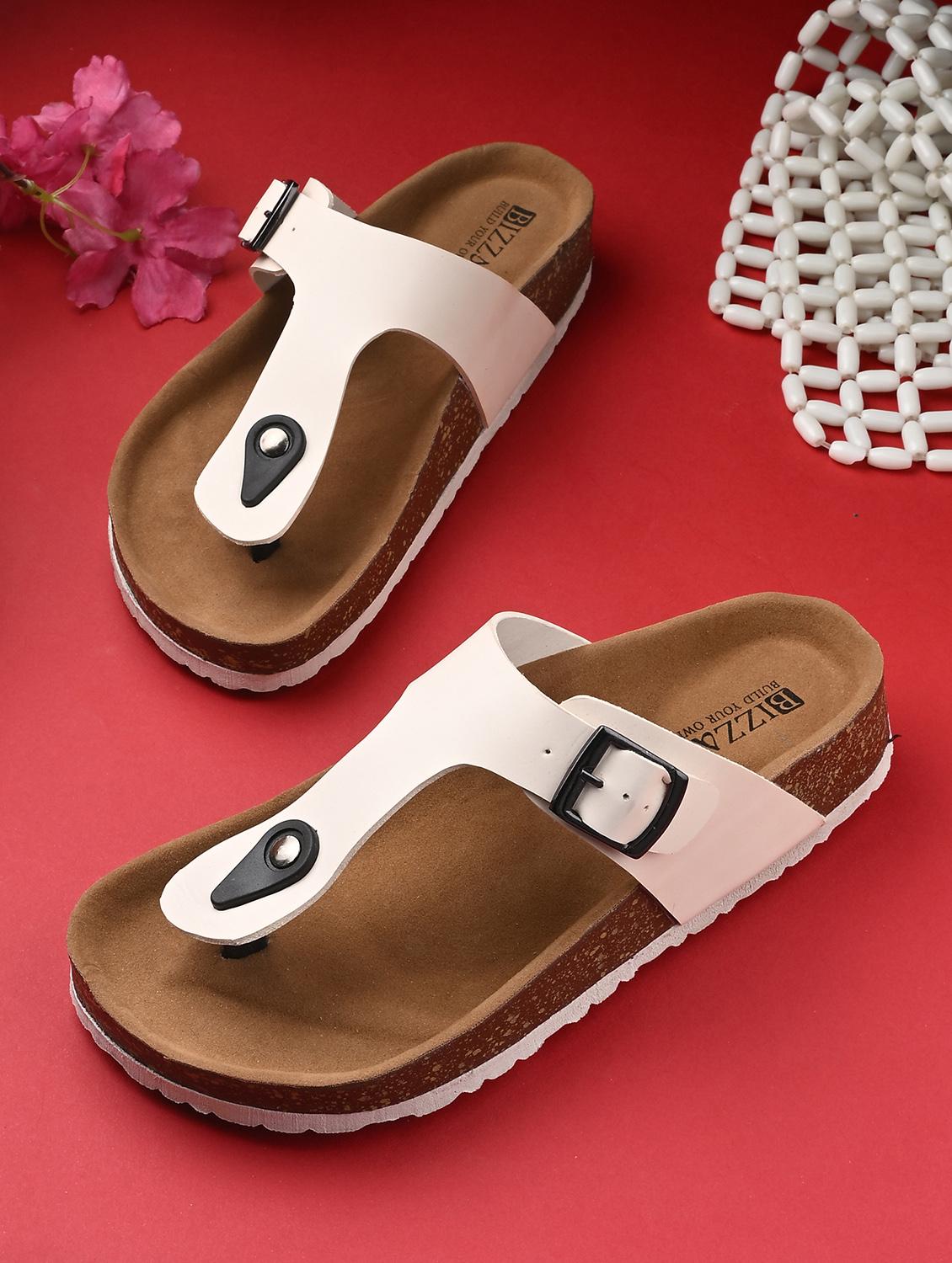 women off white slip on sandal