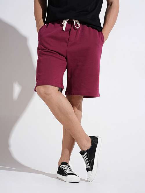 men solid mid rise regular fit shorts - 22037864 - Standard Image - 0