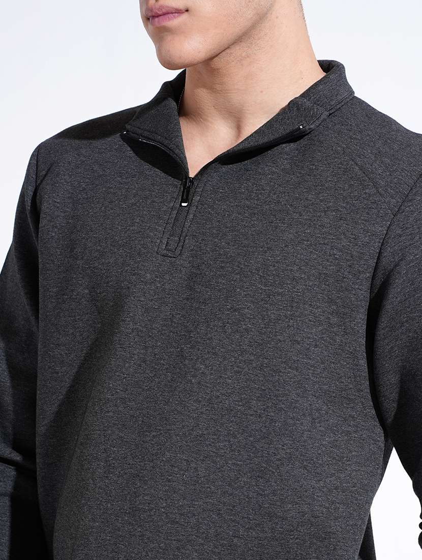 men solid stand collar long sleeve pullover - 22037868 -  Standard Image - 5