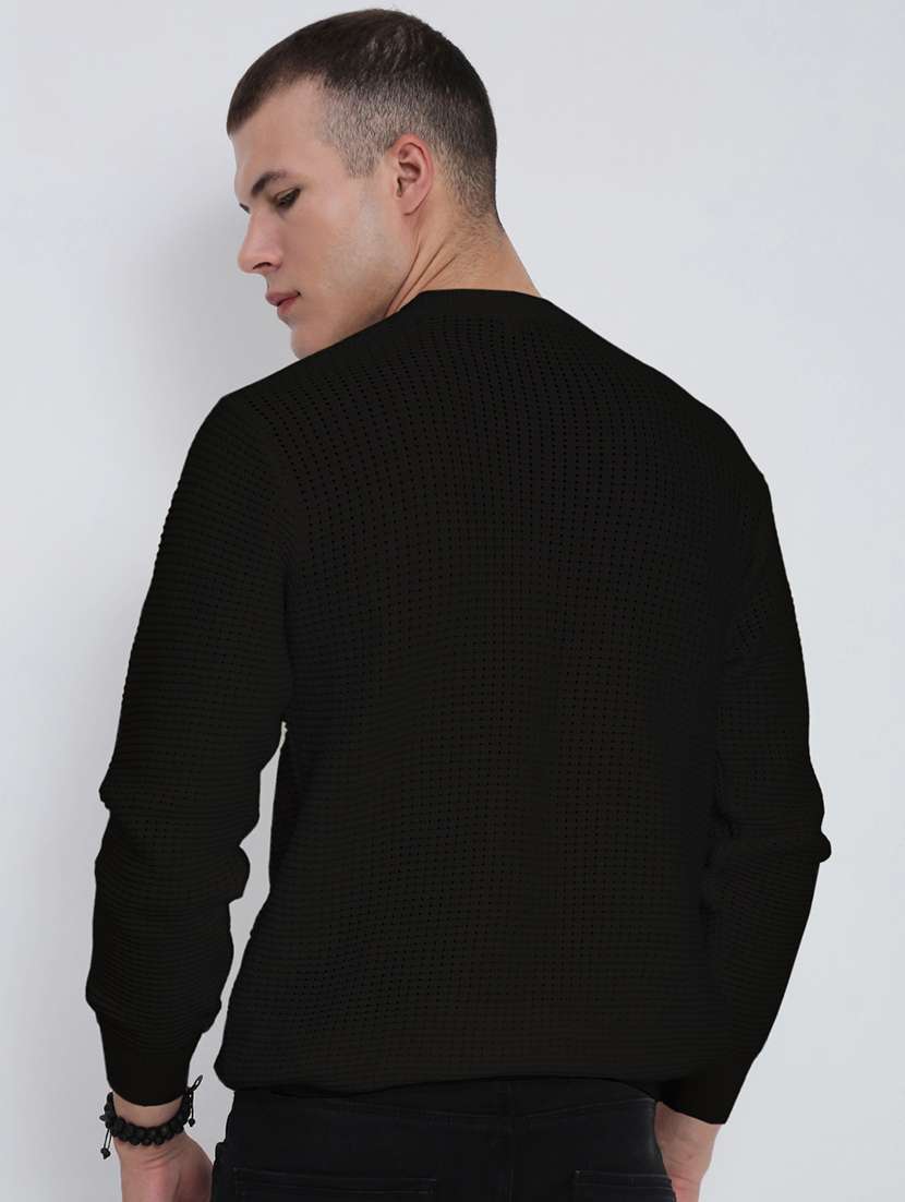 men black solid long sleeve pullover - 22037871 -  Standard Image - 3