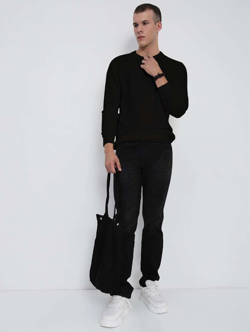 men black solid long sleeve pullover - 22037871 -  Standard Image - 5