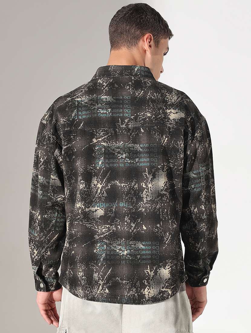 men printed collared long sleeve shacket - 22037873 -  Standard Image - 3