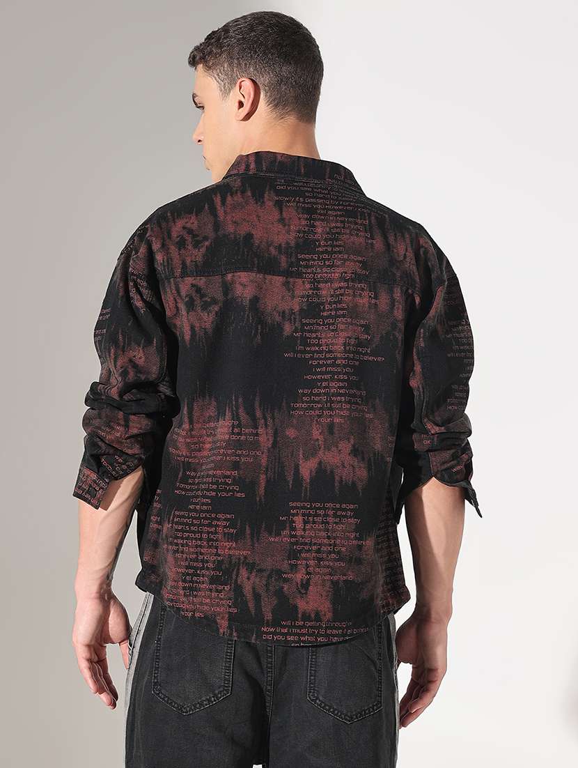men printed collared long sleeve shacket - 22037876 -  Standard Image - 5