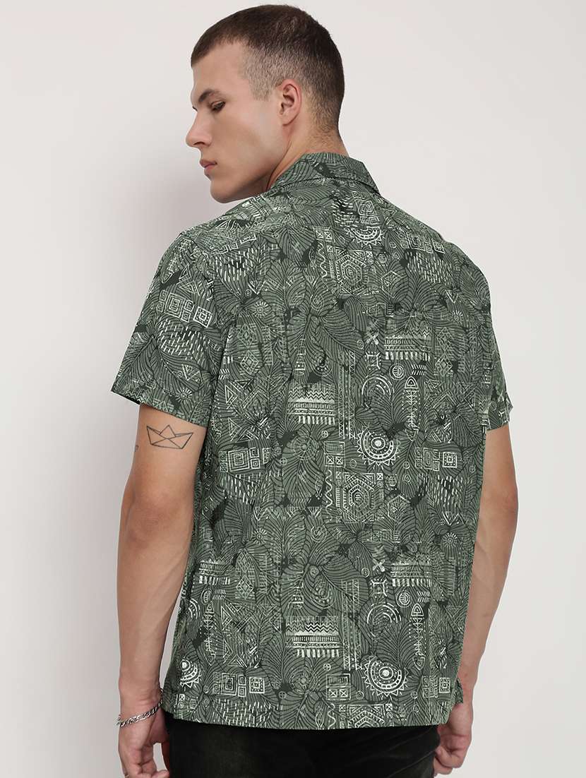 men printed short sleeve regular fit casual shirt - 22037884 -  Standard Image - 3