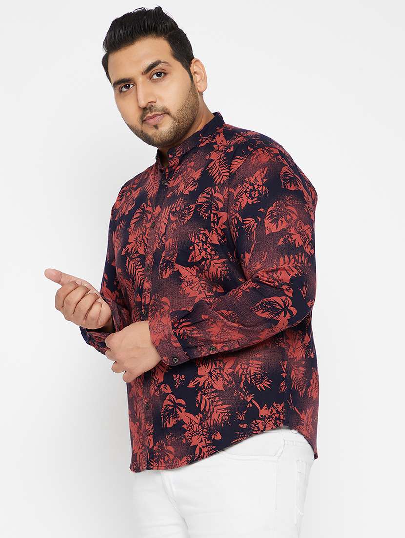 men plus size printed mandarin neck long sleeves shirt - 22037886 -  Standard Image - 3