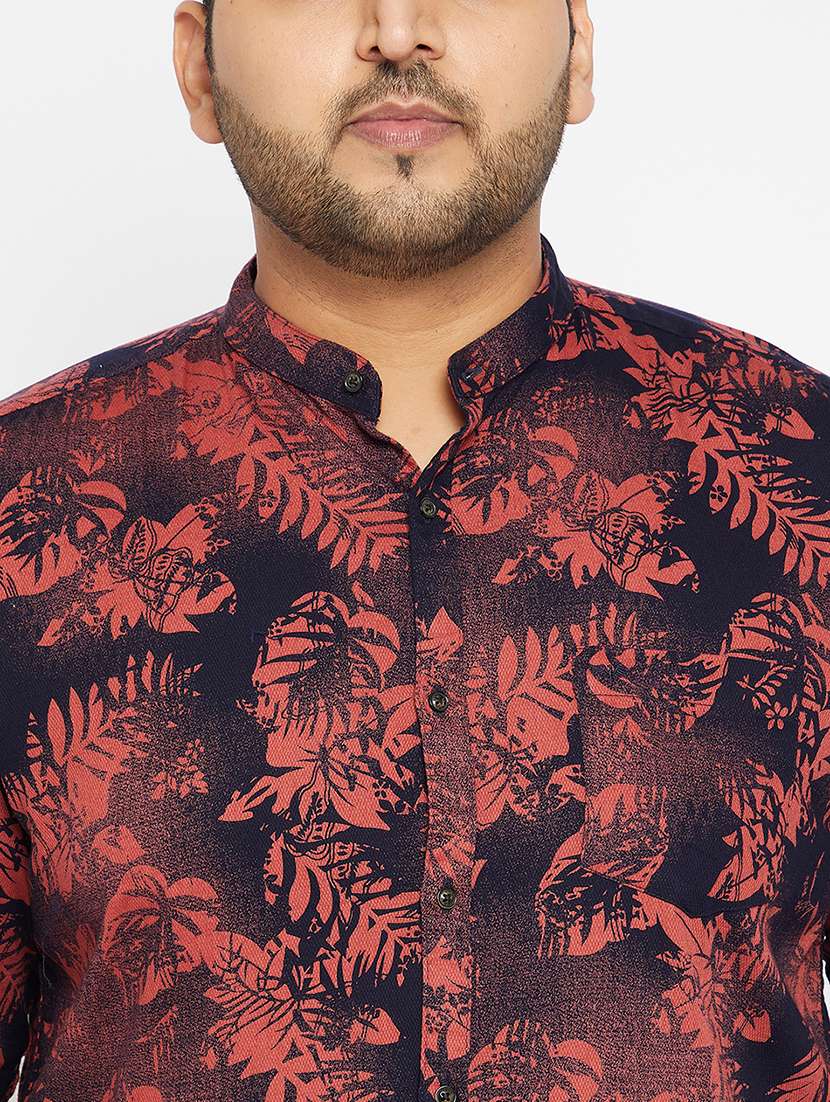 men plus size printed mandarin neck long sleeves shirt - 22037886 -  Standard Image - 5