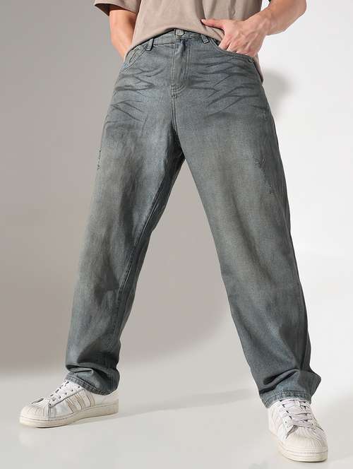 men solid mid rise baggy fit jean - 22037898 - Standard Image - 0