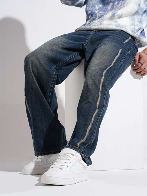 men solid mid rise baggy fit jean - 22037903 - Standard Image - 0