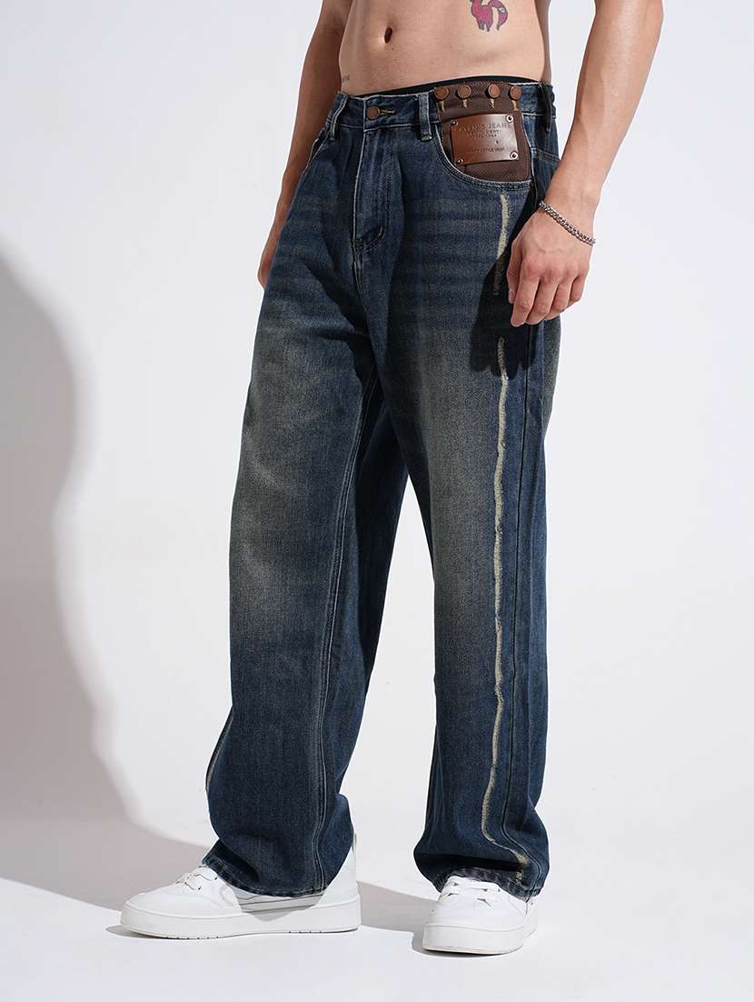 men solid mid rise baggy fit jean - 22037903 - Standard Image - 3