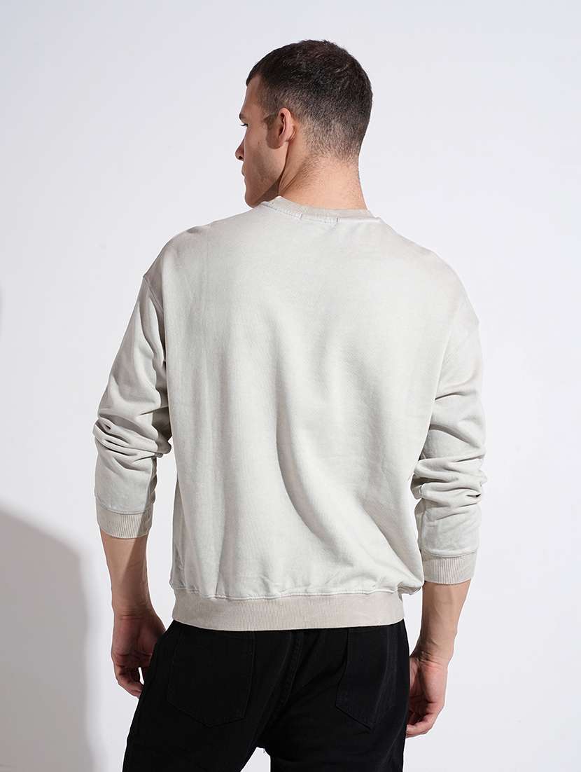 men solid distressed long sleeve sweatshirt - 22037913 - Standard Image - 3