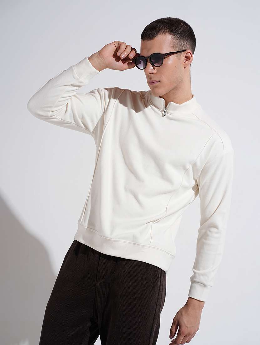 men solid long sleeve hooded sweatshirt