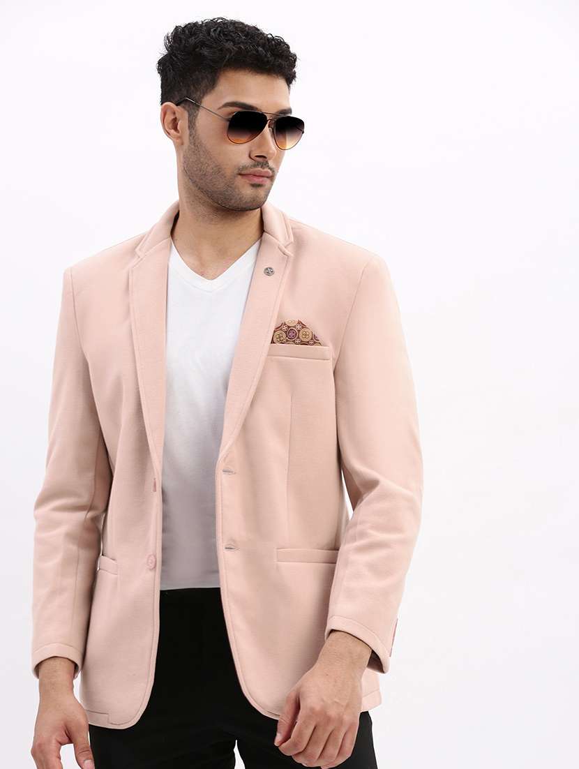 men solid long sleeve single breasted blazer