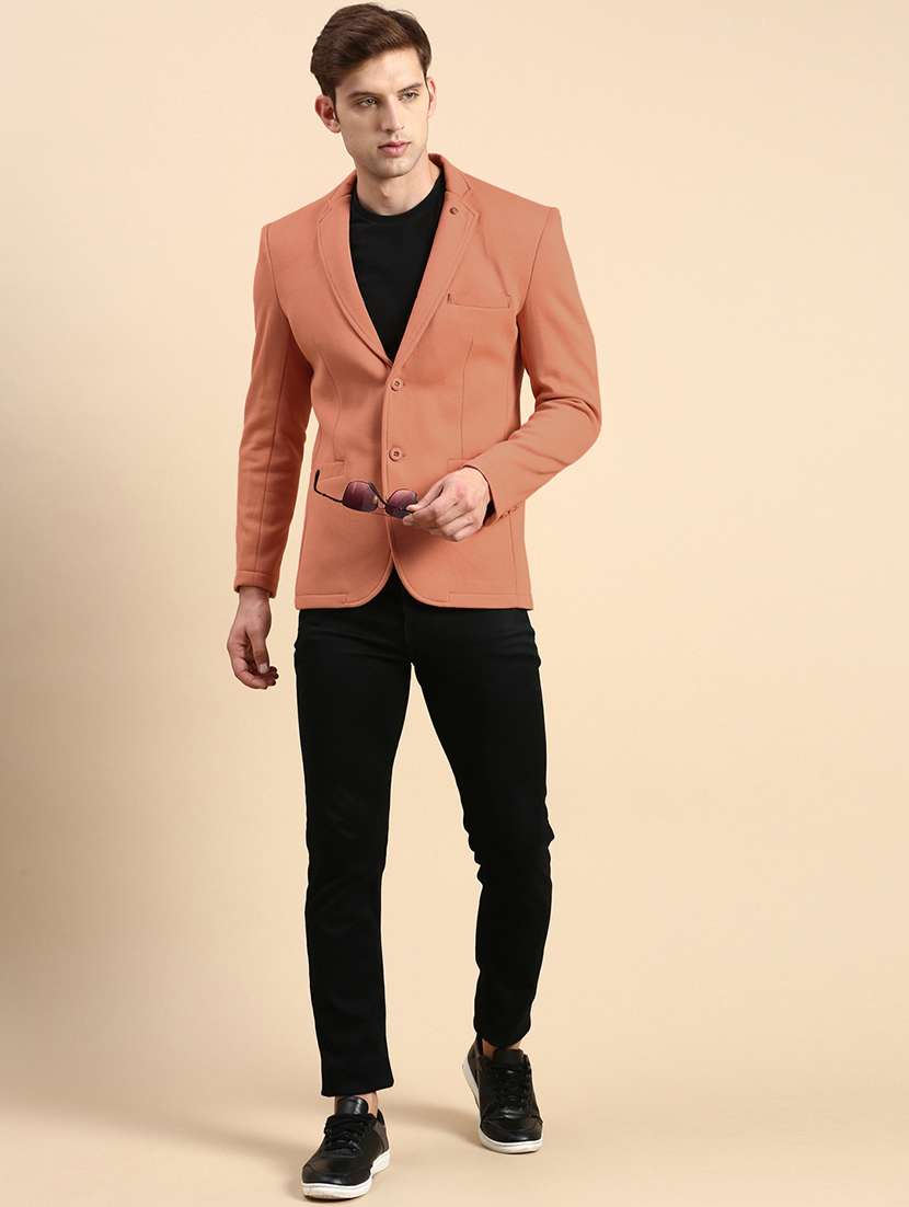 men solid long sleeve single breasted blazer - 22037944 - Standard Image - 5