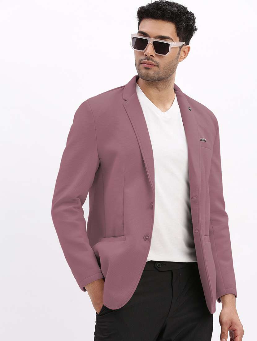 men solid long sleeve single breasted blazer