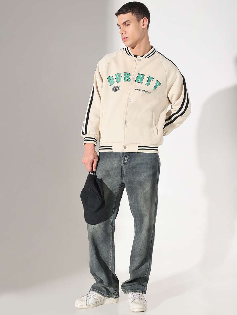 men printed long sleeve varsity jacket - 22037971 - Standard Image - 5