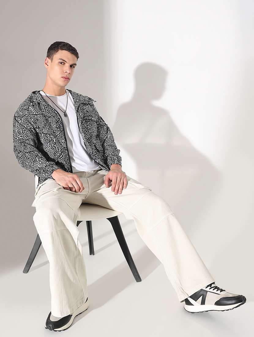 men printed long sleeve hooded bomber jacket - 22037973 -  Standard Image - 5