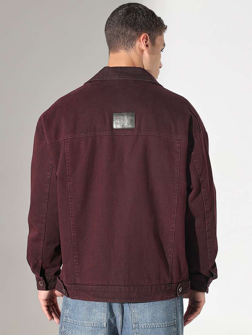 men solid collared long sleeve denim jacket - 22037976 - Standard Image - 3
