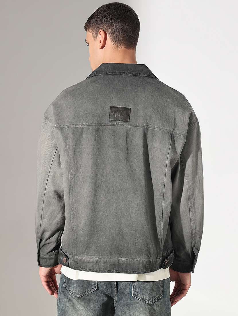 men washed collared long sleeve denim jacket - 22037977 - Standard Image - 3