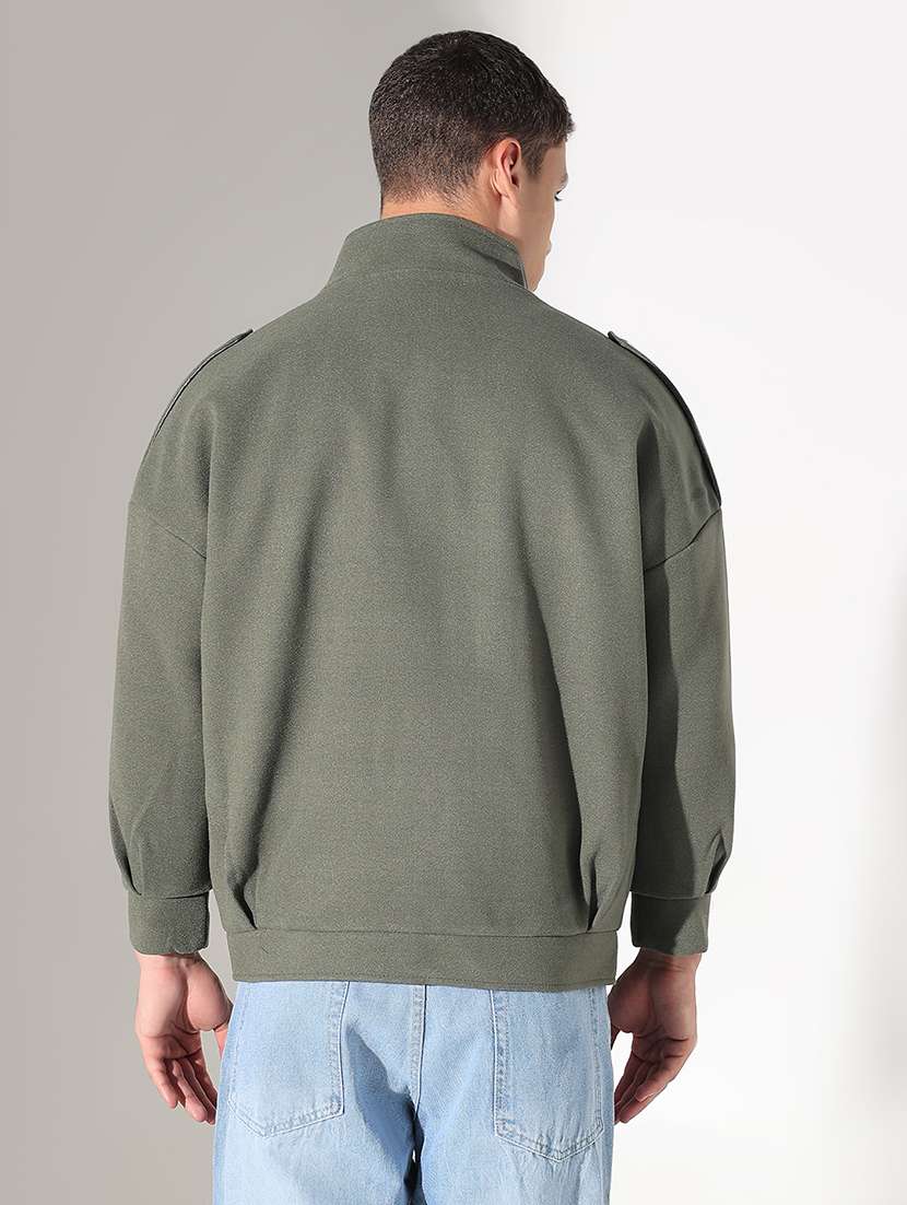 men solid stand collar long sleeve taliored jacket - 22037978 - Standard Image - 3
