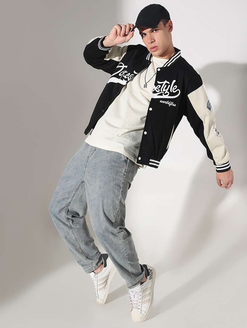 men color blocked long sleeve varsity jacket - 22037979 - Standard Image - 3