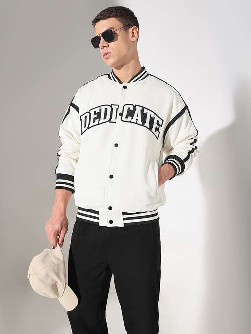 men typographic print long sleeve varsity jacket - 22037980 - Standard Image - 0