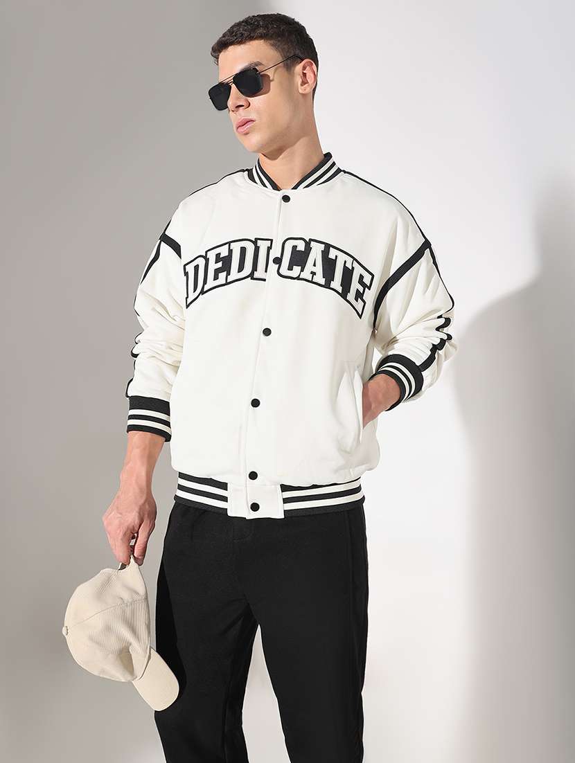 men typographic print long sleeve varsity jacket - 22037980 - Zoom Image - 0