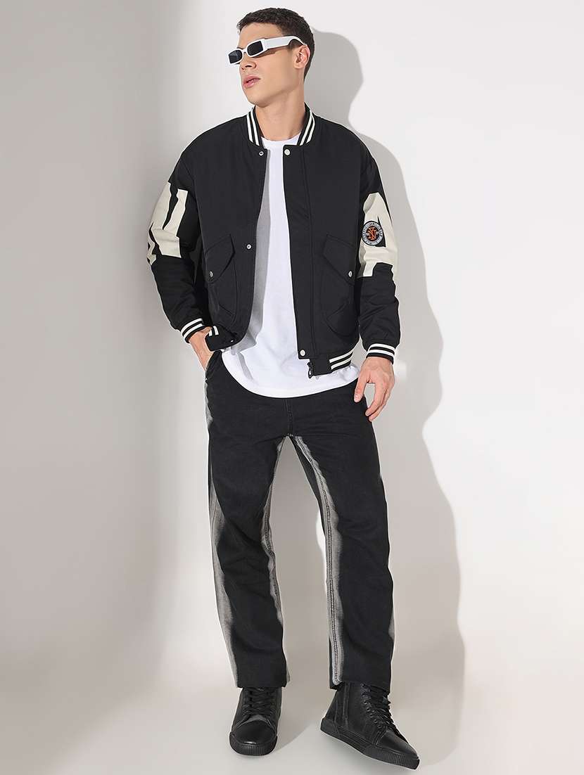 men printed long sleeve varsity jacket - 22037982 - Standard Image - 5