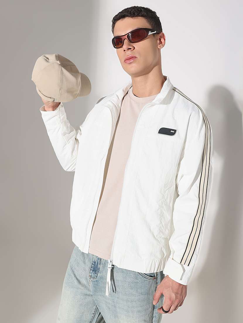 men soldi stand collar long sleeve bomber jacket