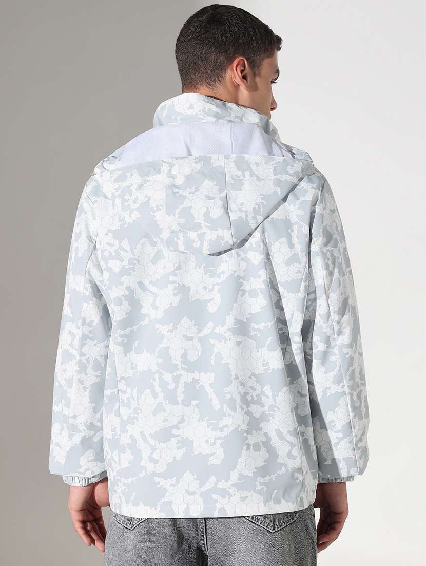 men printed hooded long sleeve bomber jacket - 22037987 -  Standard Image - 3