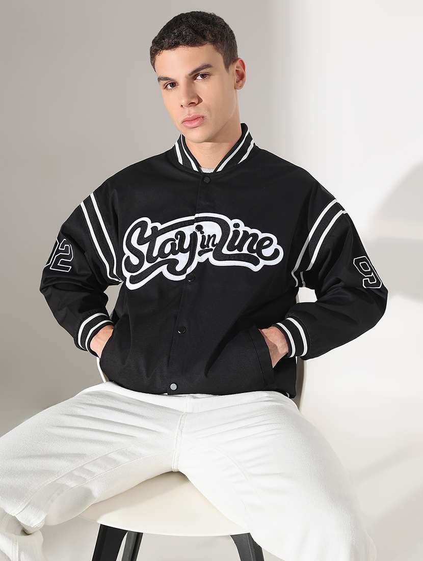 men typographic print long sleeve varsity jacket - 22037988 - Zoom Image - 0