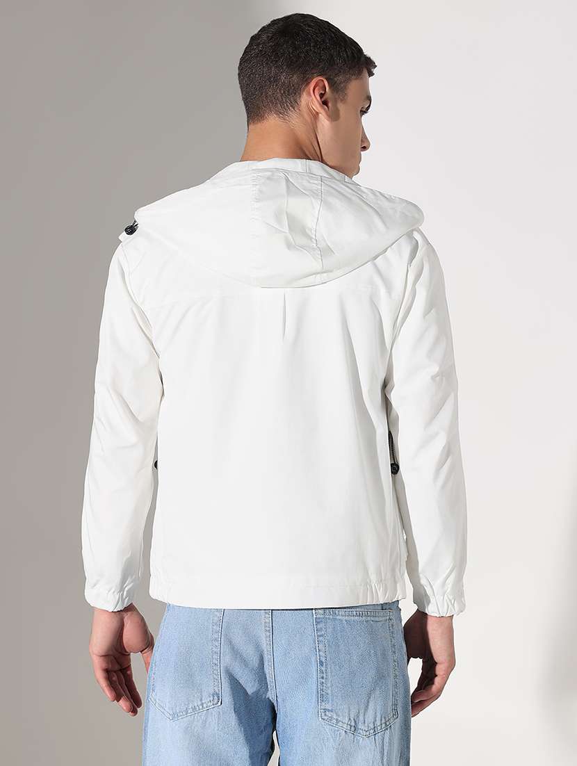 men white solid long sleeve bomber jacket - 22037991 -  Standard Image - 3