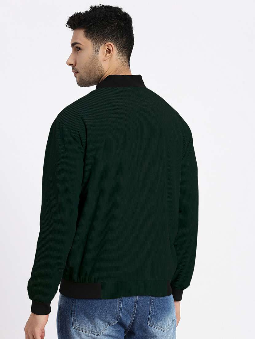 men green solid long sleeve casual jacket - 22037996 - Standard Image - 3