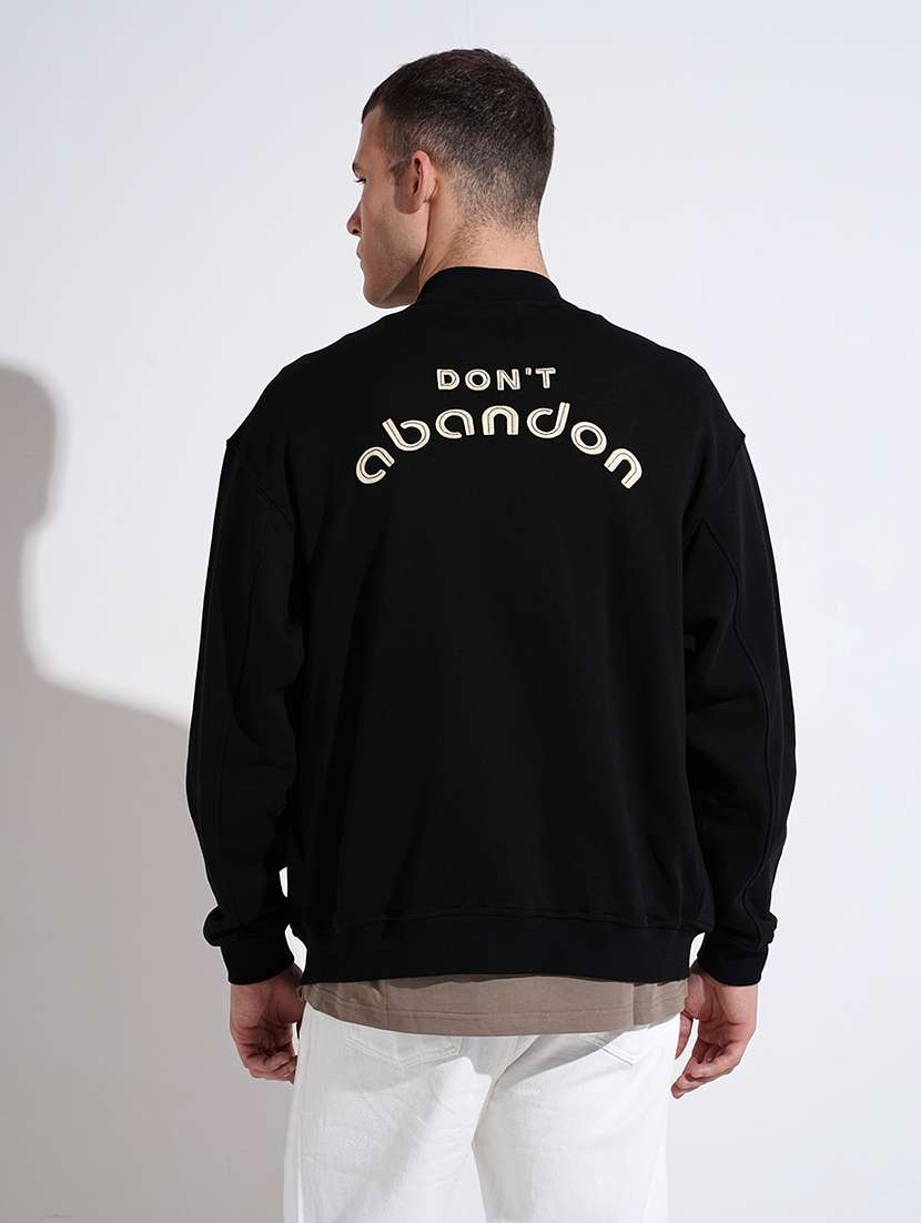 men black prnted long sleeve varsity jacket - 22037999 -  Standard Image - 3