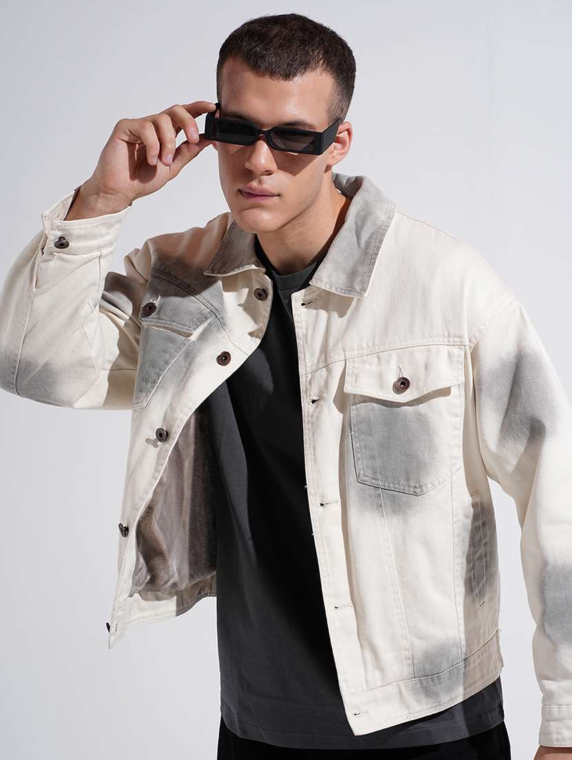 men collared long sleeve denim jacket - 22038000 - Zoom Image - 0