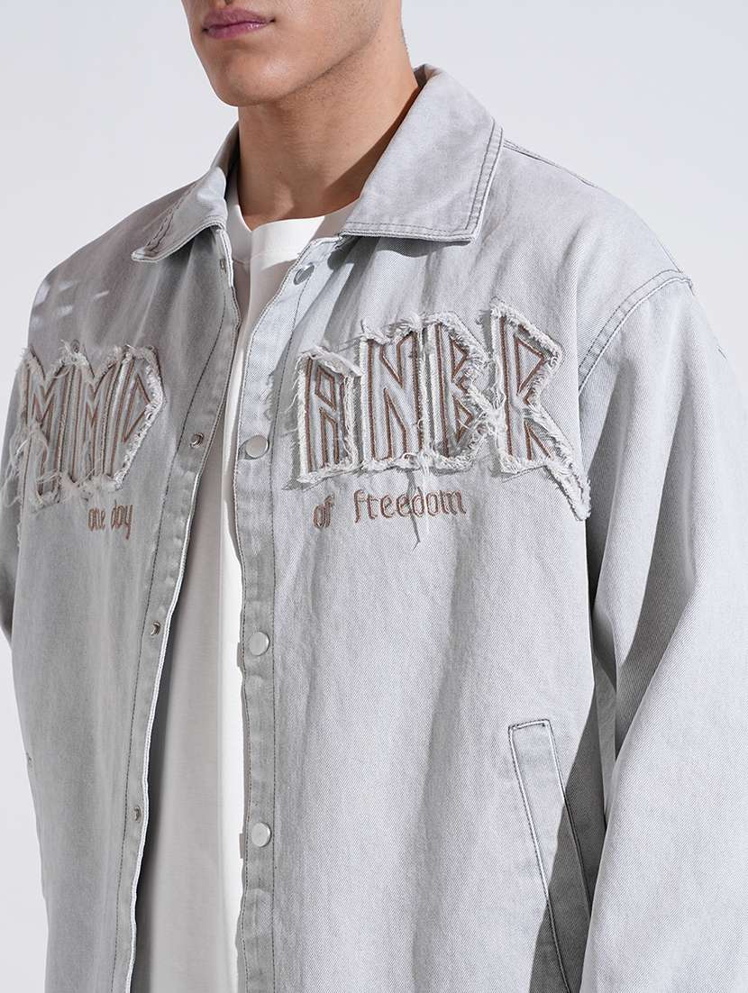 men collared long sleeve denim jacket - 22038001 - Standard Image - 5