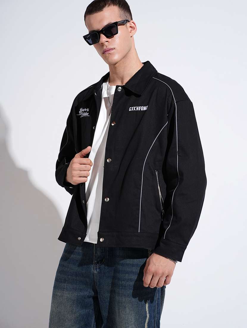 men collared long sleeve denim jacket - 22038003 -  Zoom Image - 0
