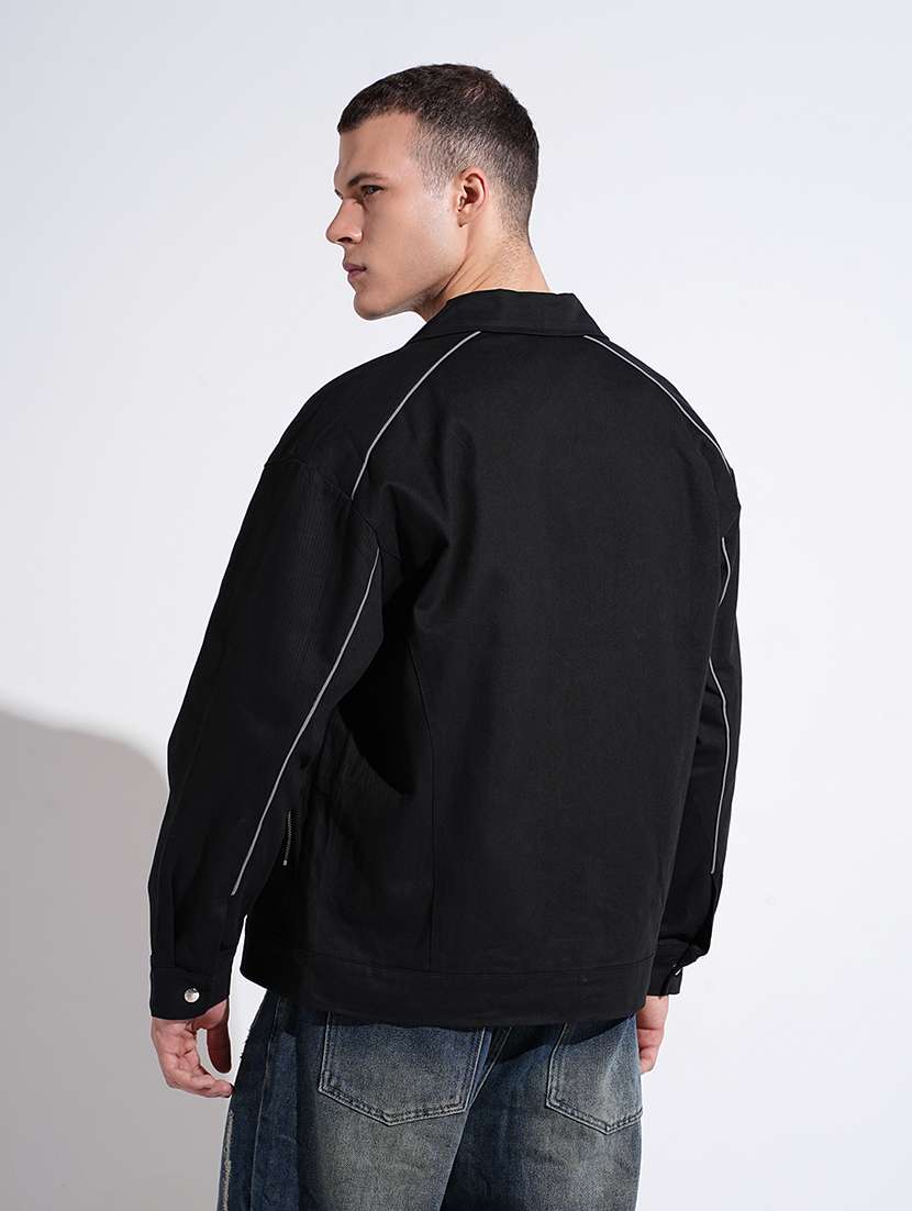 men collared long sleeve denim jacket - 22038003 - Standard Image - 3