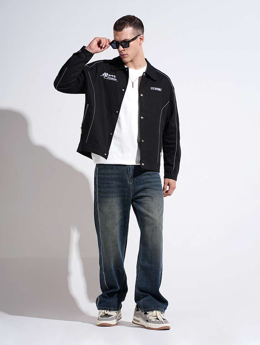 men collared long sleeve denim jacket - 22038003 - Standard Image - 5