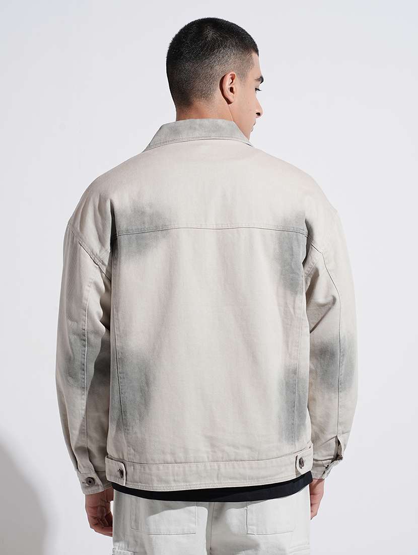 men collared long sleeve denim jacket - 22038006 - Standard Image - 3