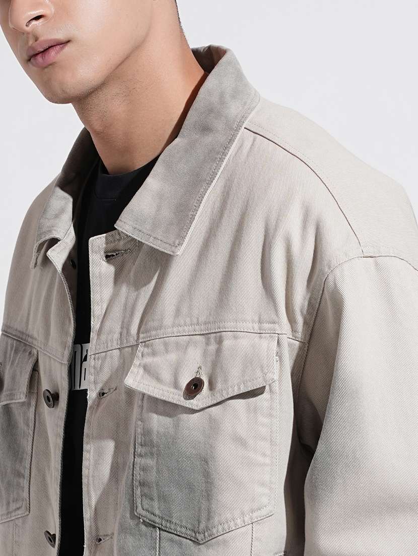 men collared long sleeve denim jacket - 22038006 - Standard Image - 5