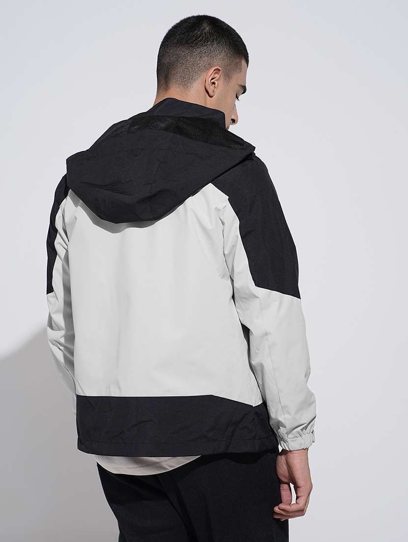 men color blocked long sleeve hooded bomber jacket - 22038007 - Standard Image - 3
