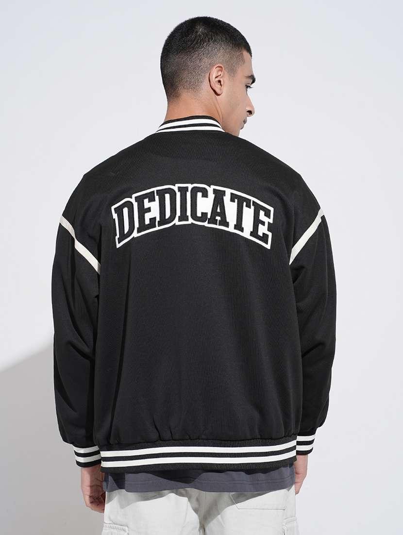 men typographic print ng sleeve varsity jacket - 22038010 - Standard Image - 3