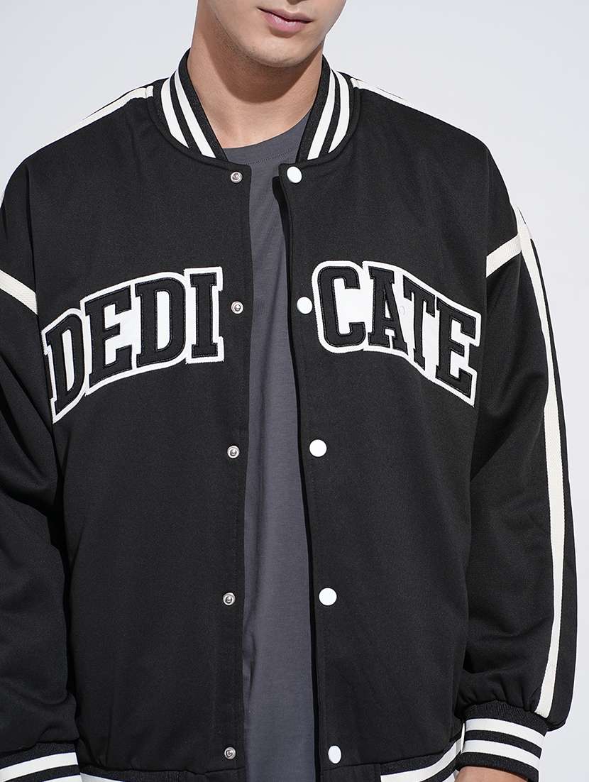 men typographic print ng sleeve varsity jacket - 22038010 - Standard Image - 5
