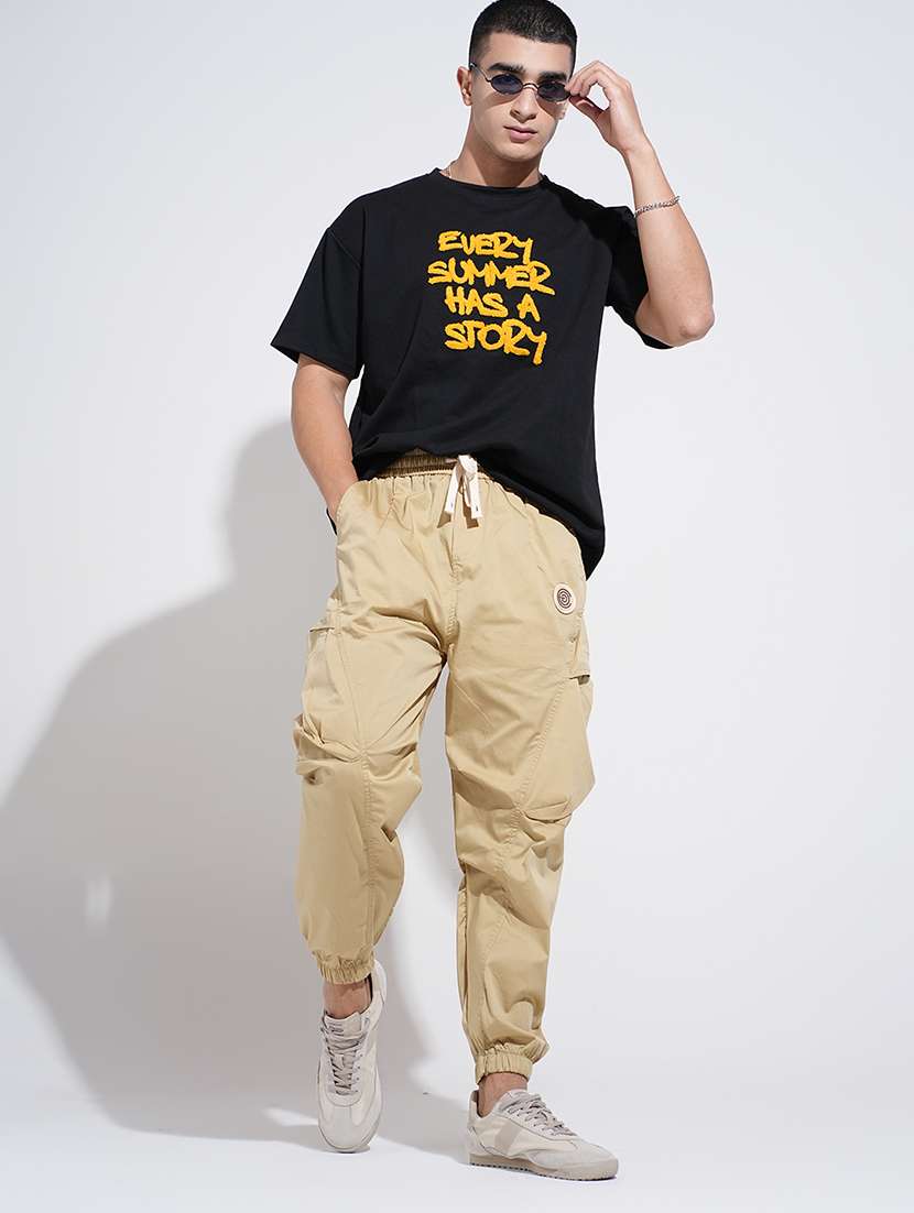 men solid mid rise regular fit cargo - 22038020 -  Standard Image - 5