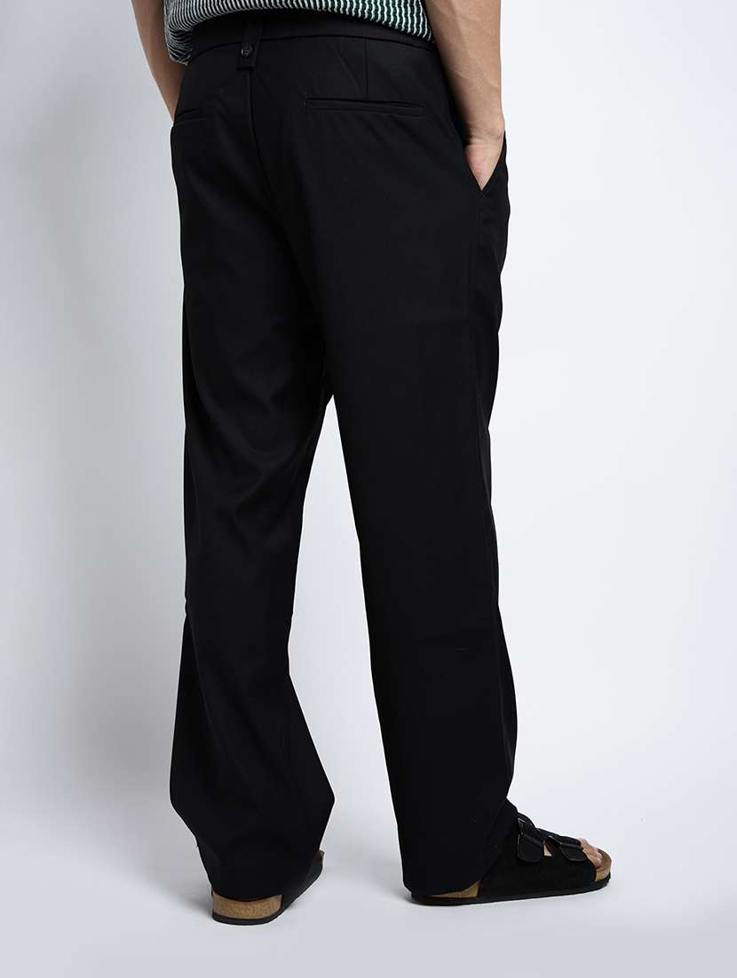 men solid mid rise loose fit pleated trouser - 22038023 - Standard Image - 3