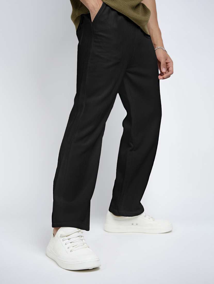 men solid mid rise straight fit trouser - 22038028 -  Zoom Image - 0