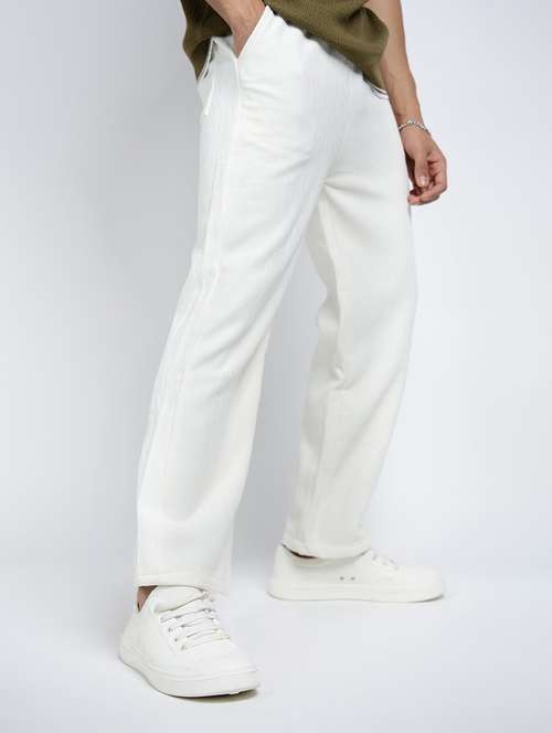 men solid mid rise straight fit trouser - 22038029 -  Standard Image - 0